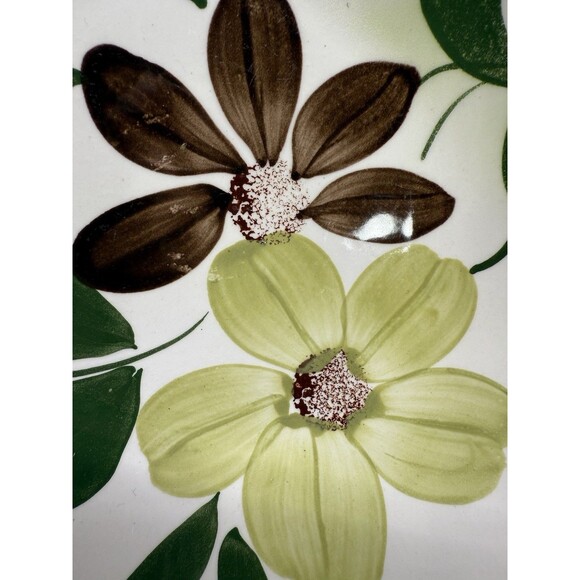 Vintage Blue Ridge 9.5" green briar Round Serving m Bowl Southern Pottery flower - Picture 5 of 8